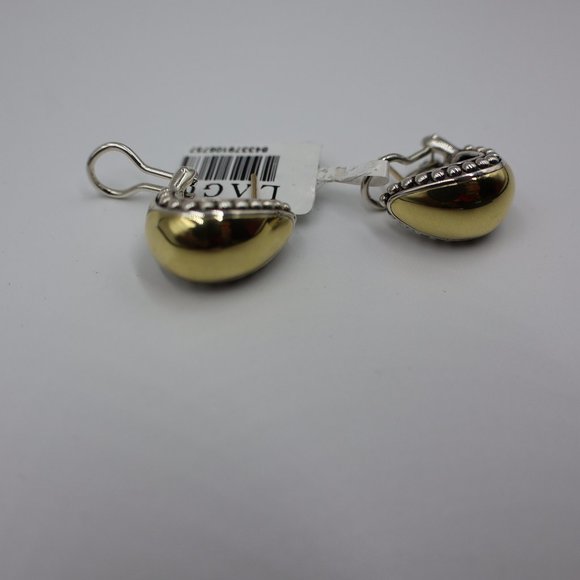 LAGOS High Bar Caviar Sterling/18K Gold Earrings – Omega Back NWT $995 - Picture 8 of 8